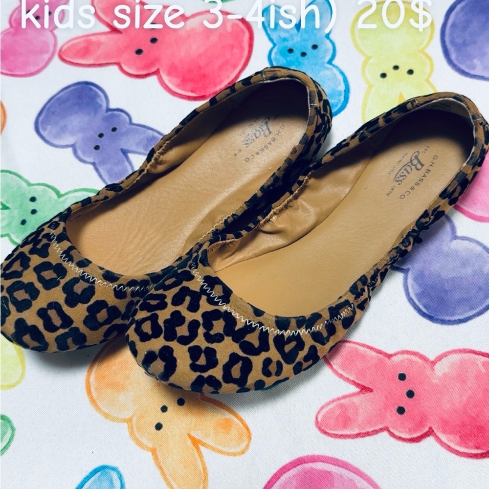 G.H. Bass & Co. Kids Leopard Ballet Flats in Tan and Black
